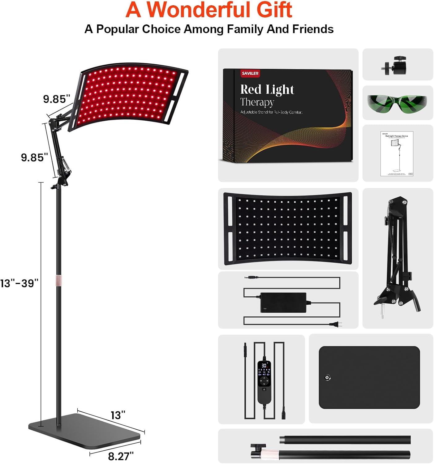 NeoThera Red Light Therapy Lamp Curved Lamp Panel, Black