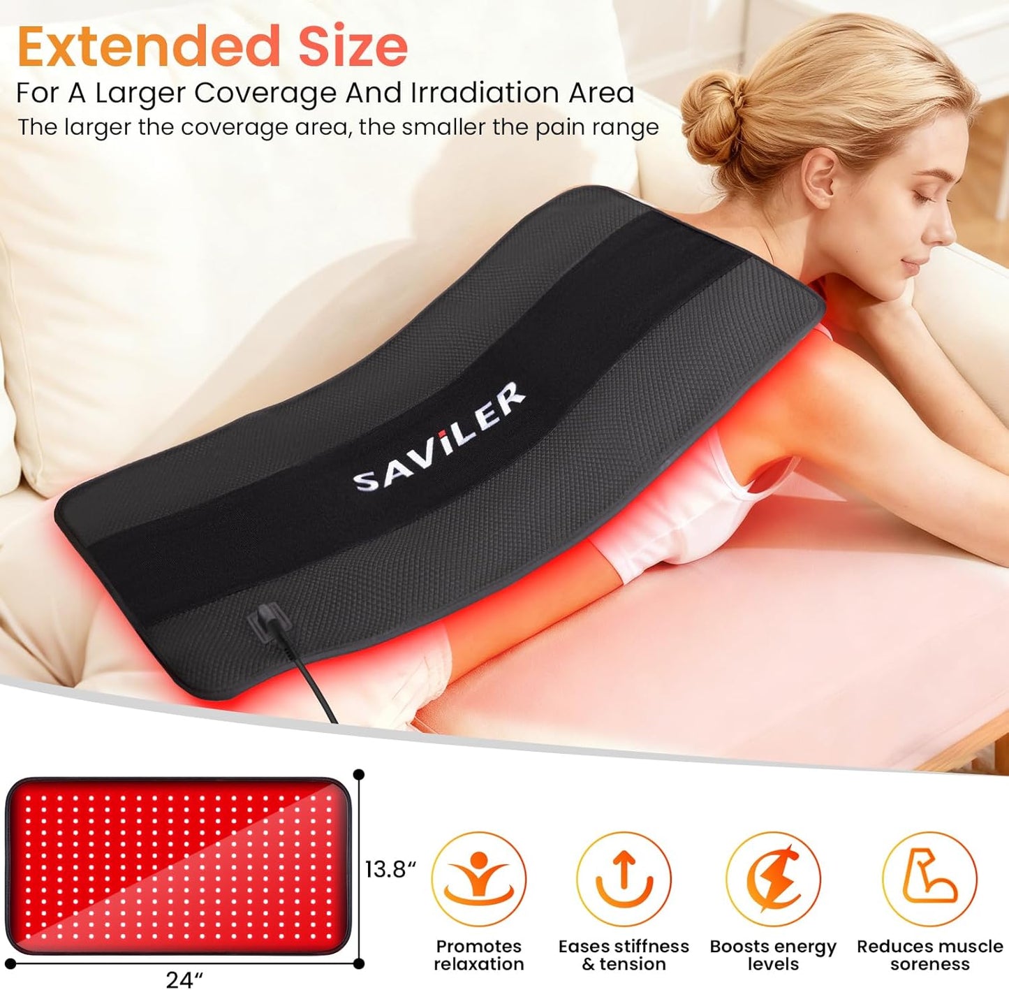 NeoThera 24’’ x 13.8’’ Large Red Light Therapy Pad 32w, Black