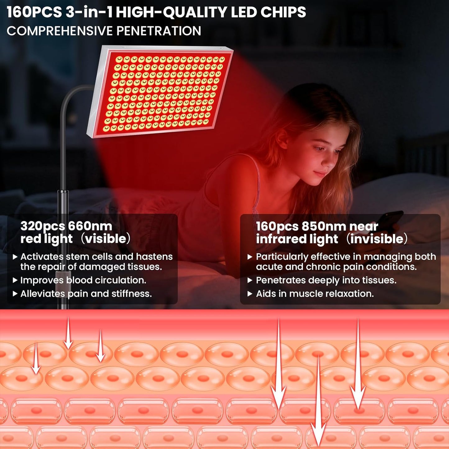NeoThera Red Light Therapy for Face & Body, Silver