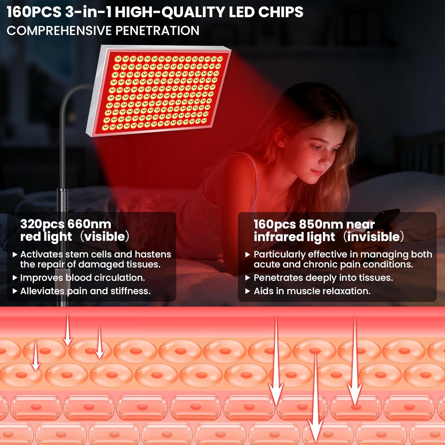 NeoThera Red Light Therapy for Face & Body, Silver