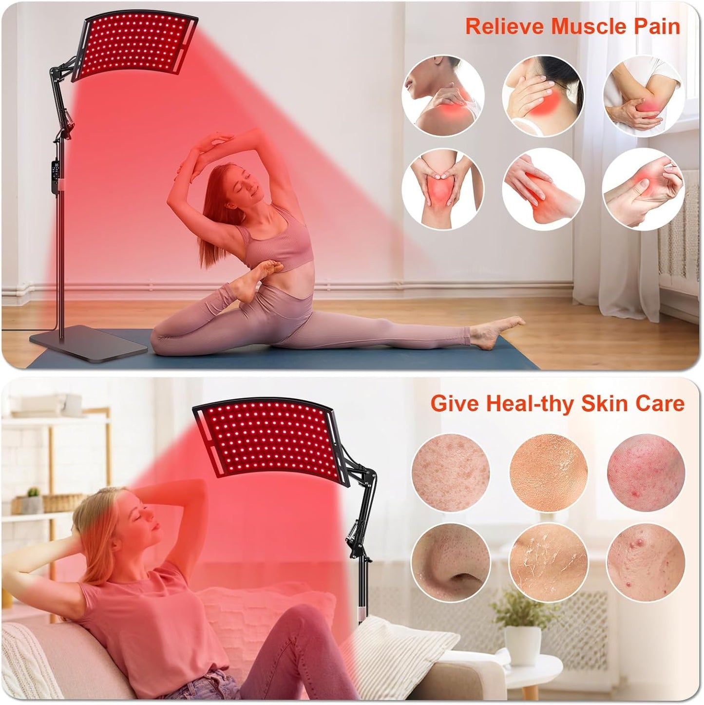 NeoThera Red Light Therapy Lamp Curved Lamp Panel, Black