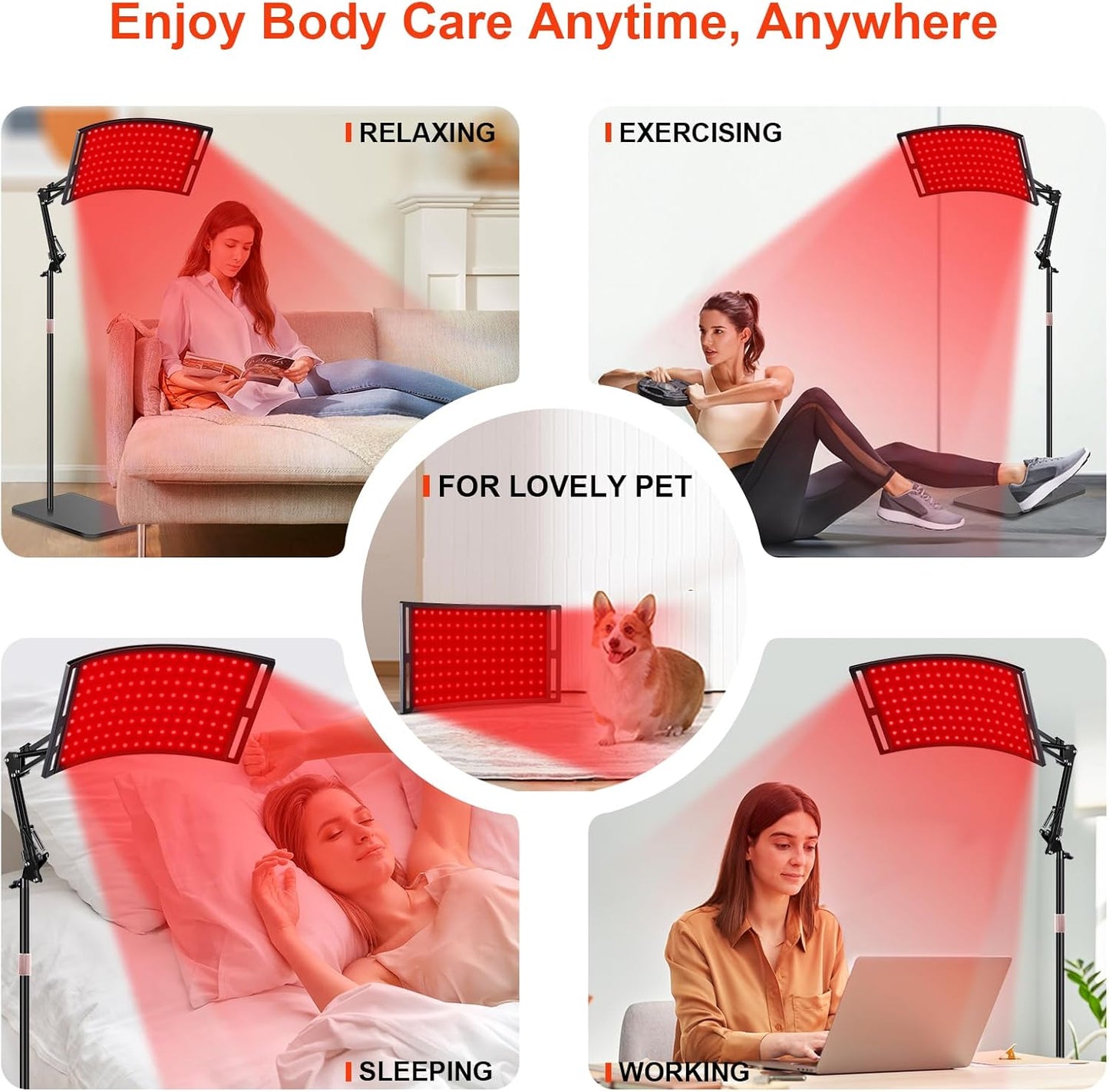 NeoThera Red Light Therapy Lamp Curved Lamp Panel, Black