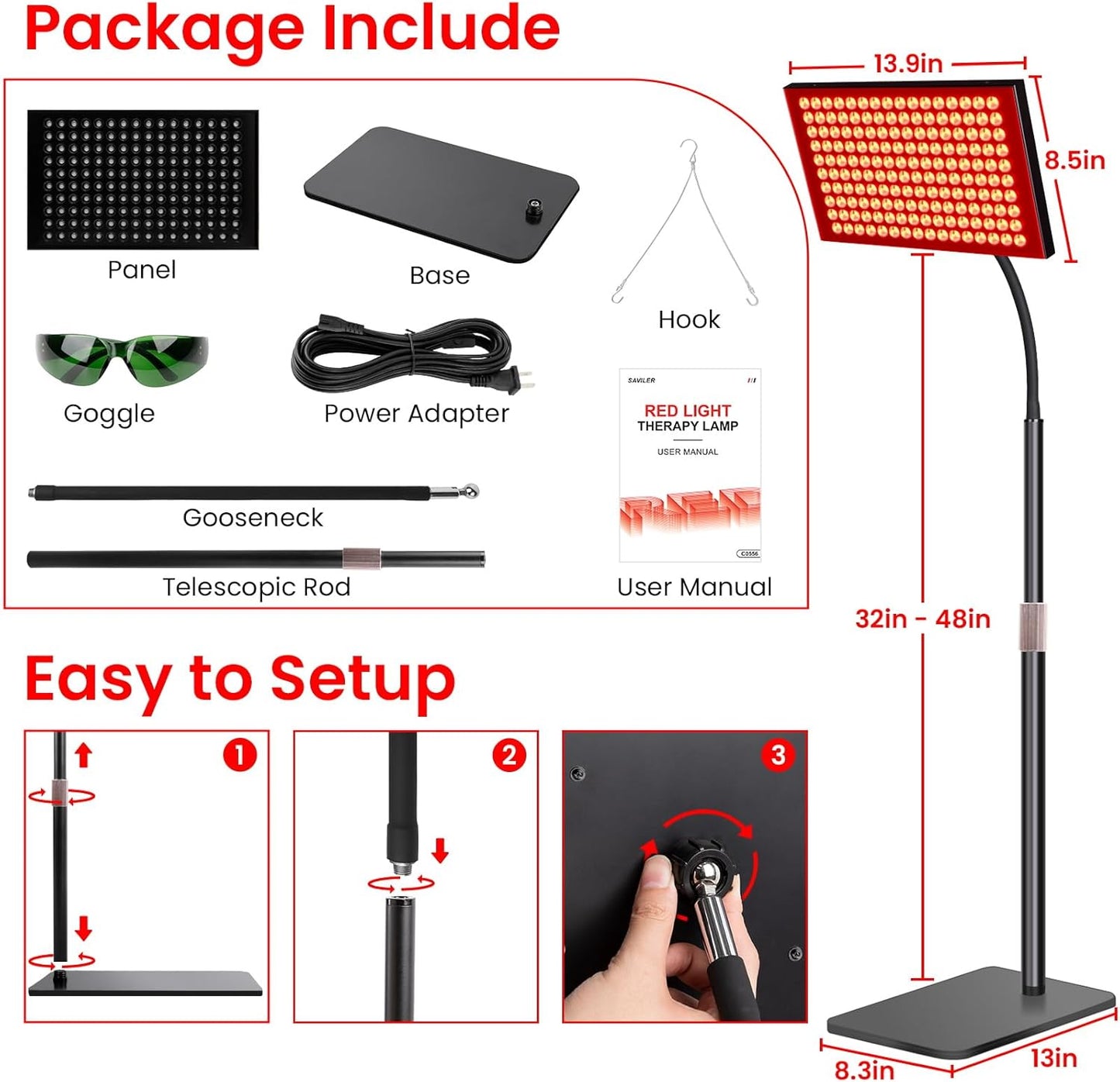 NeoThera Red Light Therapy for Face and Body，Black